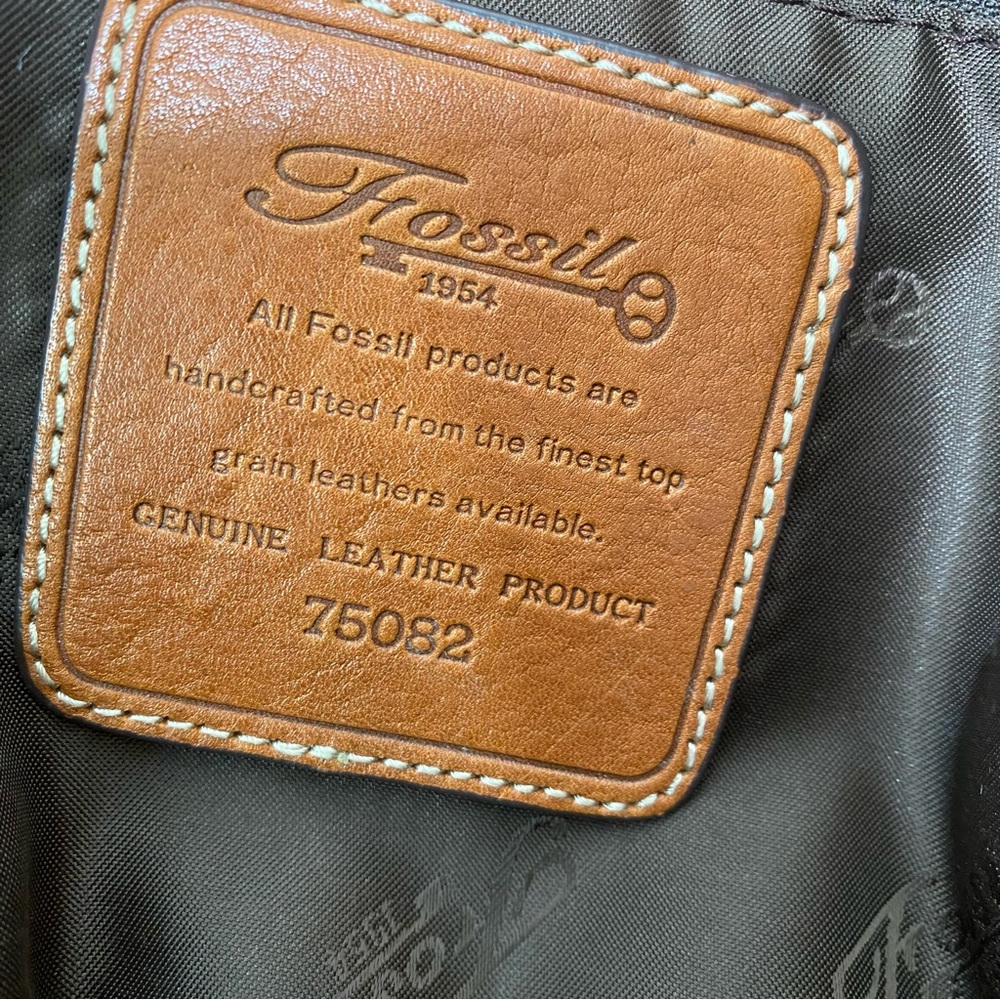 Y2K Vintage Fossil Cognac Genuine Pebbled Leather Shoulder Bag Purse - Picture 15 of 16